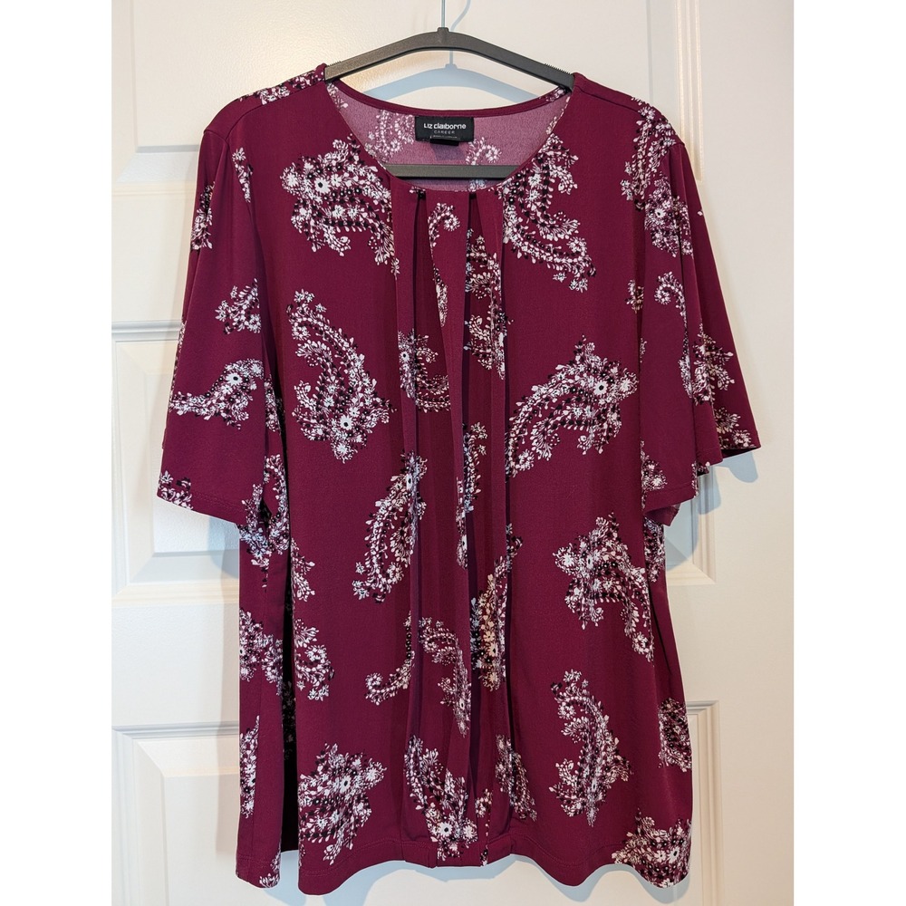 Liz Claiborne Burgundy Paisley Blouse